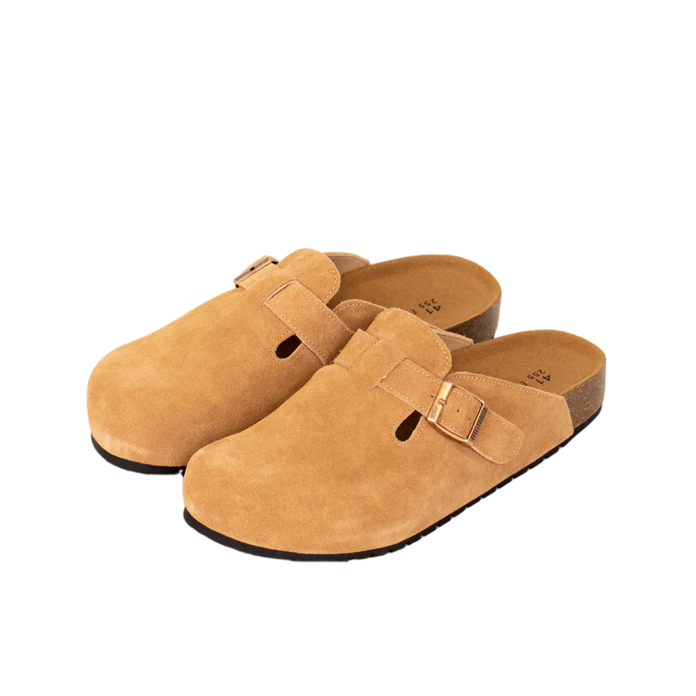 8555 Round Toe Suede Cork Clogs