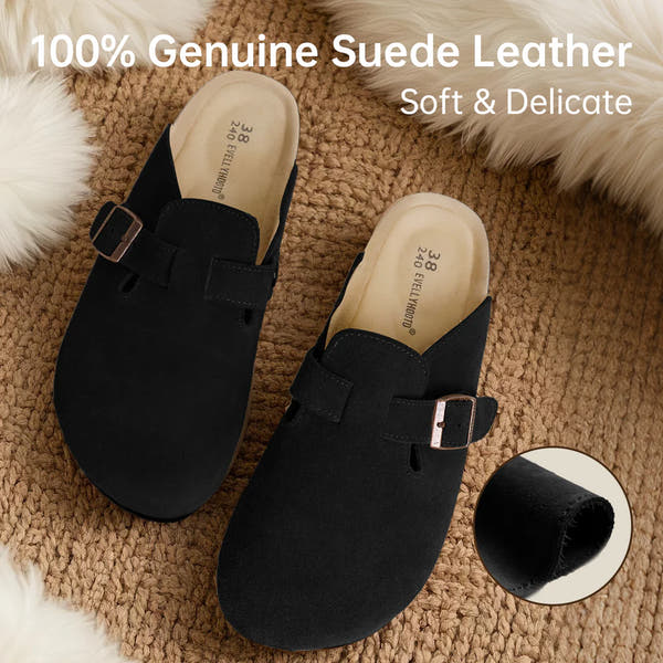 8555 Round Toe Suede Cork Clogs