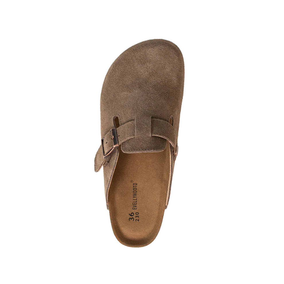 8555 Round Toe Suede Cork Clogs