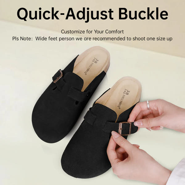 8555 Round Toe Suede Cork Clogs