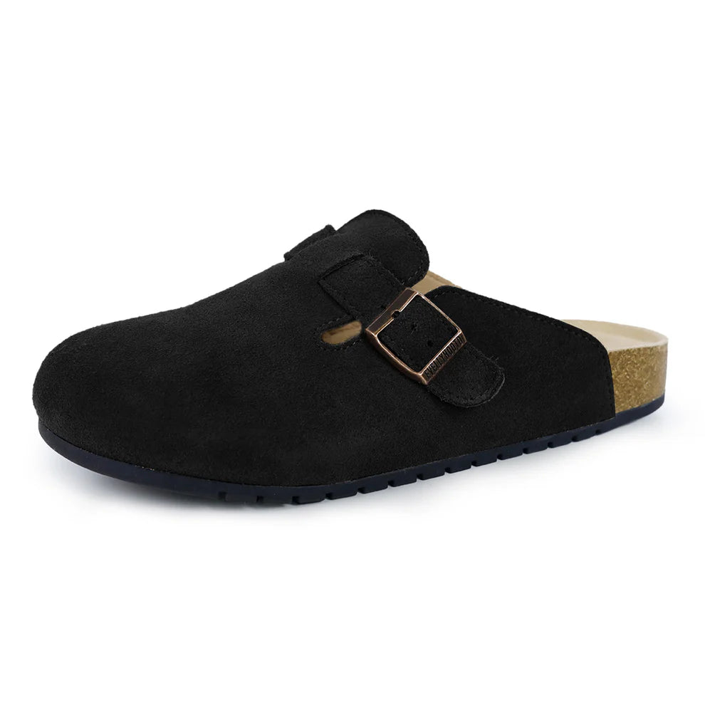 8555 Round Toe Suede Cork Clogs
